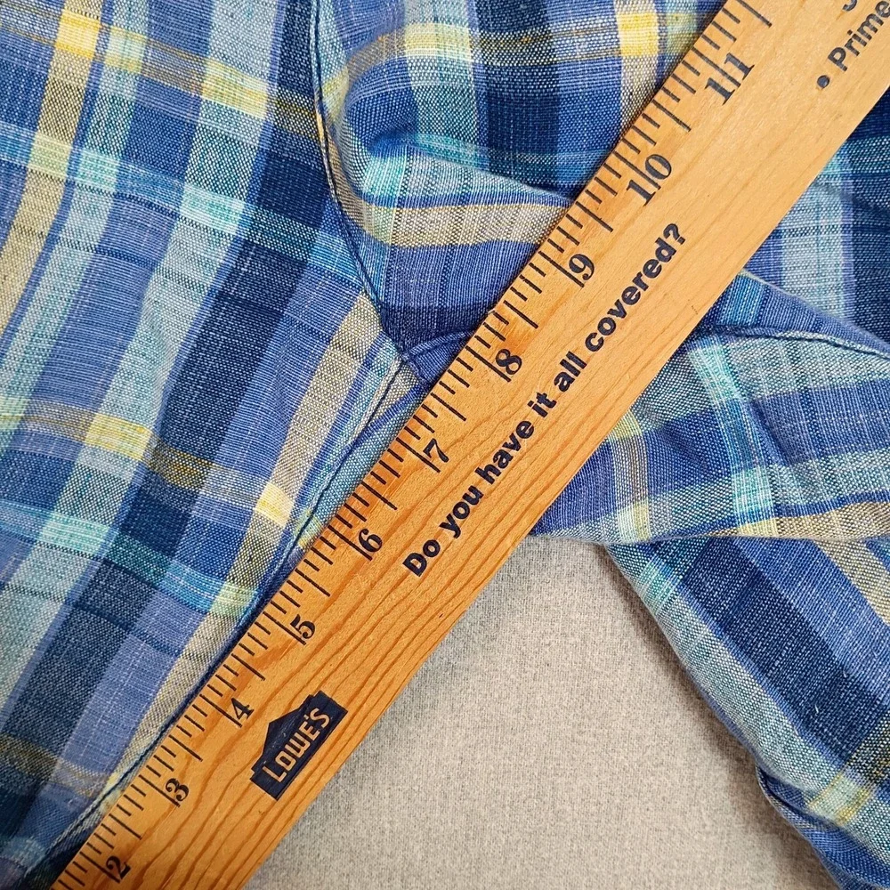 Tommy Bahama Mens Size 38 Linen Tencel Plaid Shorts Blue Resort Casual Coastal